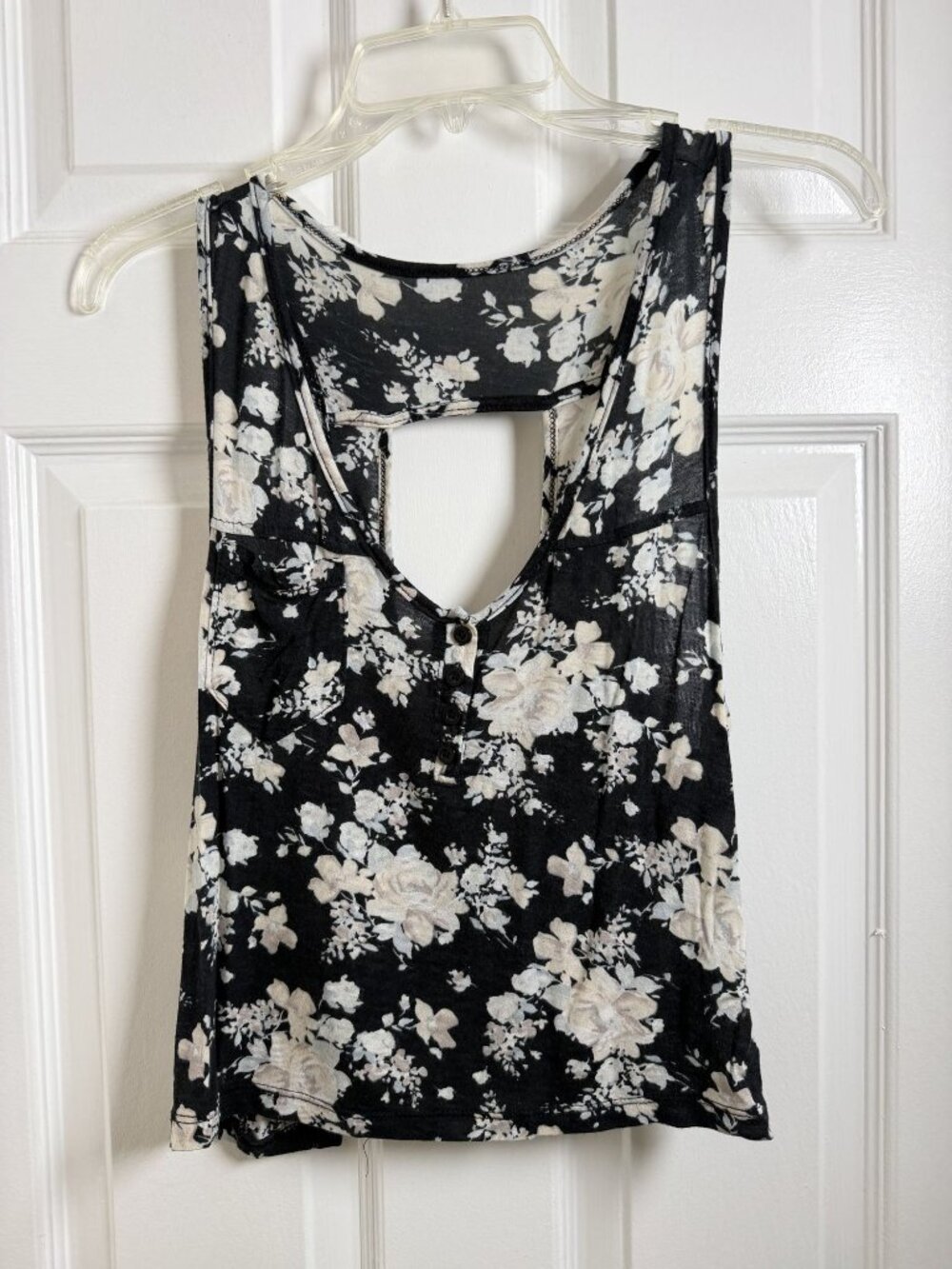 Brandy Melville Floral Button Tank Open Back Square OS Cottage Core Teen Summer